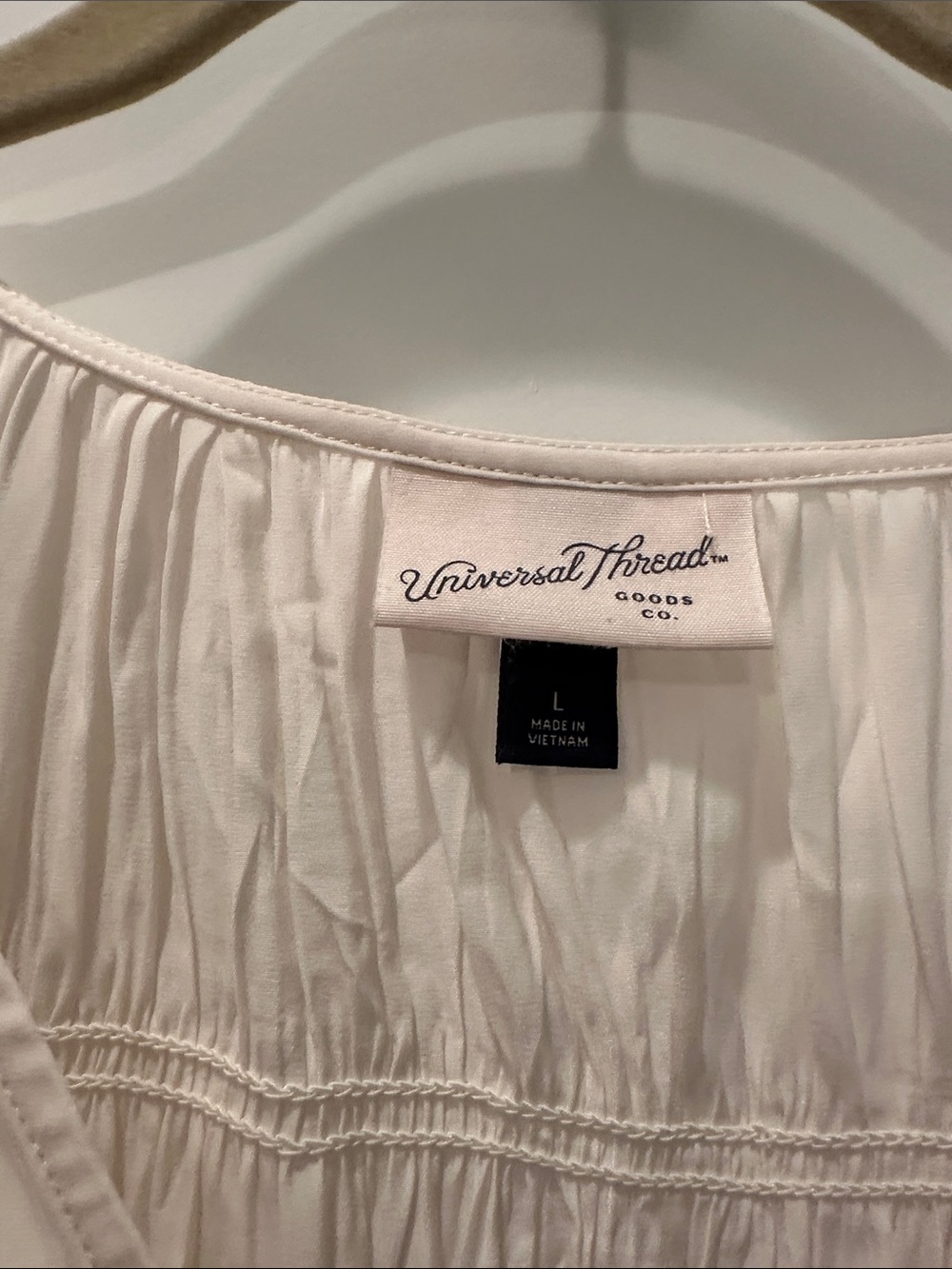 Target Cream Smocked-Waist V-Neck Blouse - Picture 2 of 3